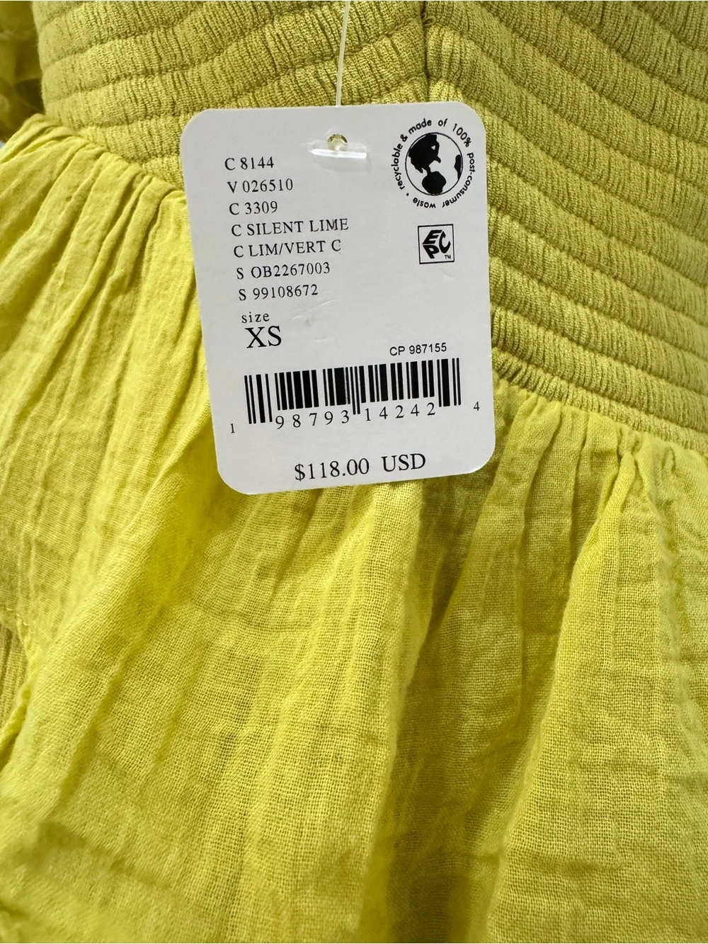 Free People Silent Lime Ruffle Maxi Dress NWT XS $118